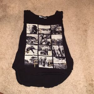 Black And White Elephant Print Tank Top